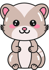 Kawaii Cute Ferret Sticker