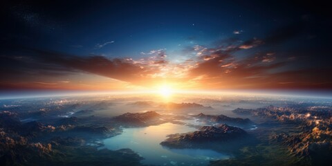 Fototapeta premium Sunrise Over Mountainous Landscape