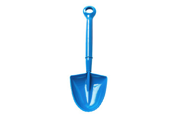 Blue plastic toy shovel isolated on transparent background