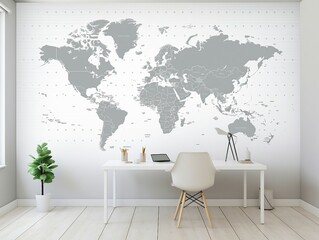 Minimalistic Black World Map on Clean White Background. Generative AI