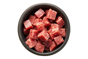 Boiled sausage in bowl isolated on transparent background