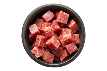 Boiled sausage in bowl isolated on transparent background