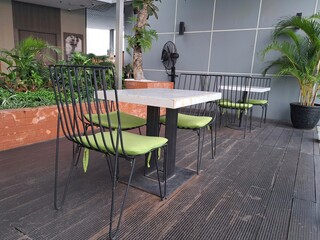 Interior of the cafe on the hotel rooftop