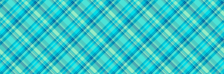 Perfect fabric textile tartan, skill plaid vector texture. Dining check background pattern seamless in cyan and teal colors.