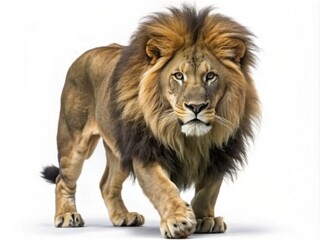 Fototapeta premium Majestic lion isolated on white background