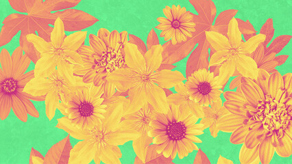 A beautifully detailed looping background of moving layers of lush flowers.