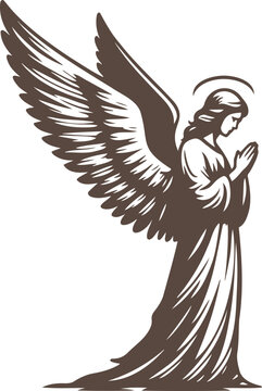 recommend clip art: an angel stands in profile with wings in a prayer pose