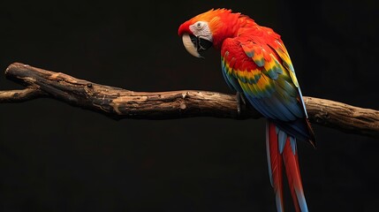 Obraz premium Scarlet Macaw Perched on a Branch
