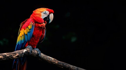 Obraz premium Scarlet Macaw Perched on a Branch