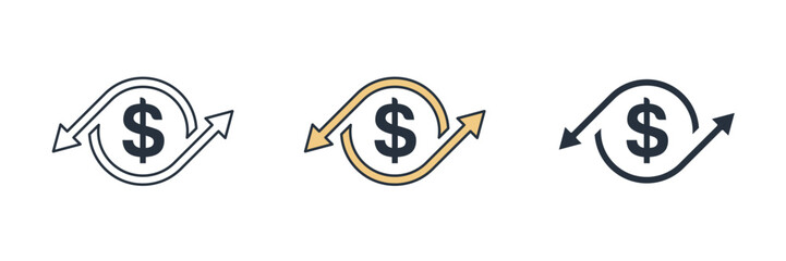Cash Flow Icon. Business Financial theme symbol vector illustration isolated on white background