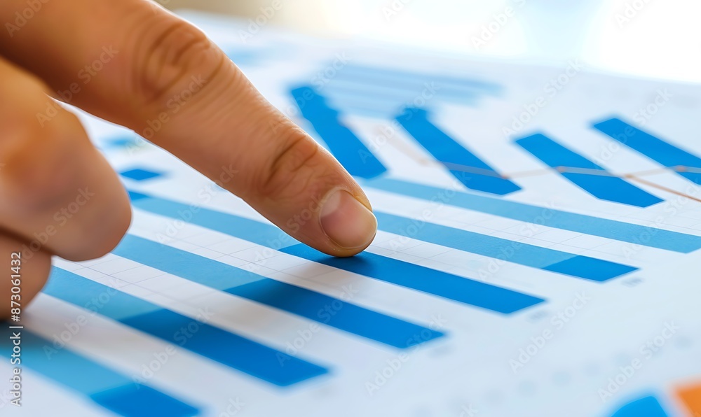 Poster close-up of a finger pointing at a bar graph