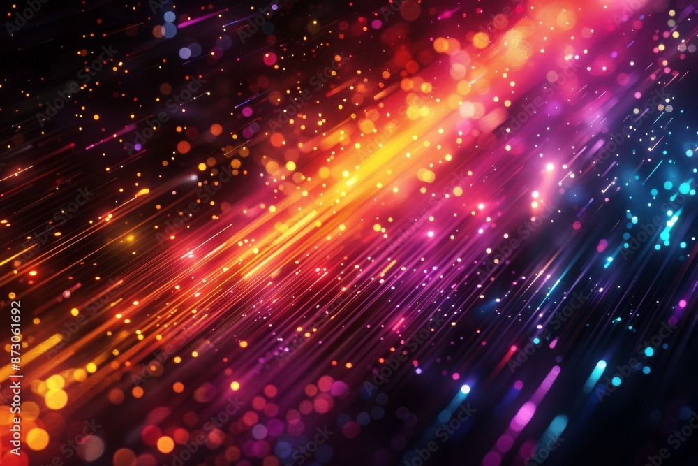 Aufkleber abstract background with colorful light rays and glowing digital elements