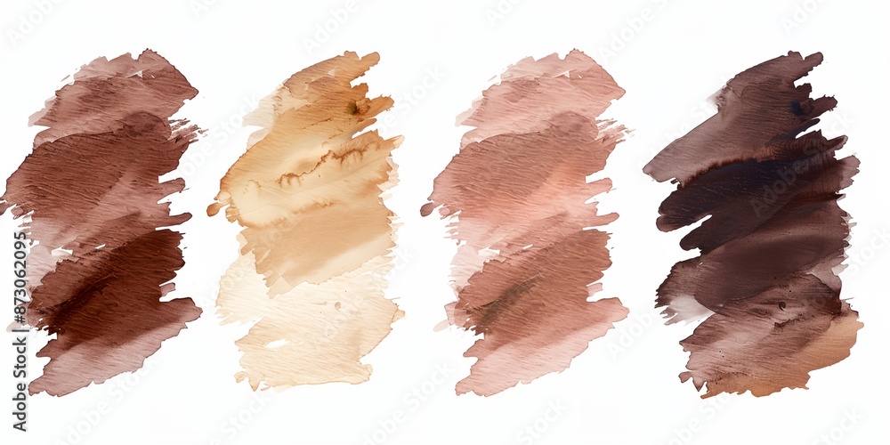 Aufkleber four different shades of brown paint are shown in a row. the shades vary in intensity and are likely