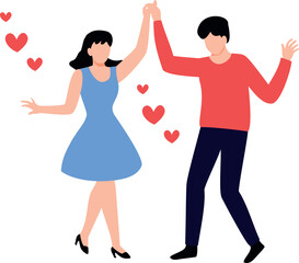 A boy and a girl are dancing.