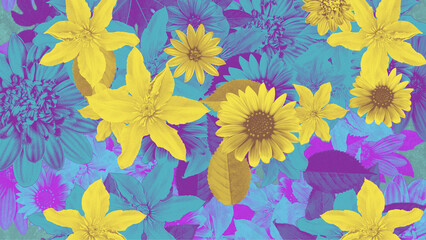 A beautifully detailed looping background of moving layers of lush flowers.