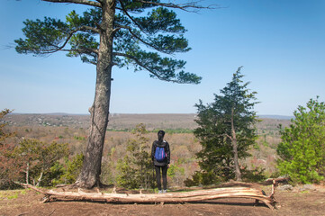 Naklejka premium woman looking out over a landscape in Avon Connecticut