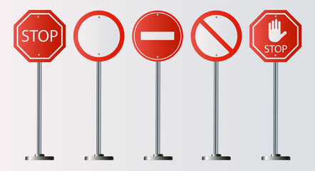 set of prohibiting sign. signs of stop on white background