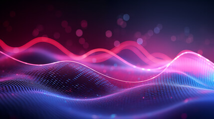 Abstract illustration in 3D of sound waves in dark blue and rose tones. for use in illustrations, backgrounds and design. 