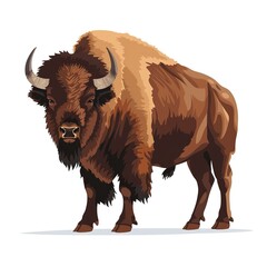 Bison Minimalist fashion cartoon isolated whitebackground