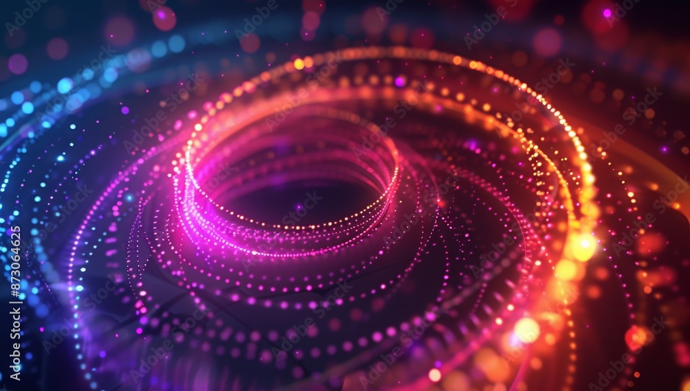 Aufkleber abstract background with colorful light rays and glowing digital elements
