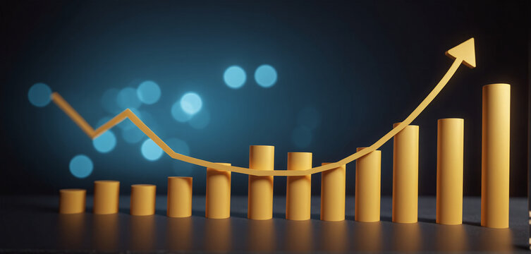 Graph or block diagram shows the increase or decrease of shares, which means financial loss or gain