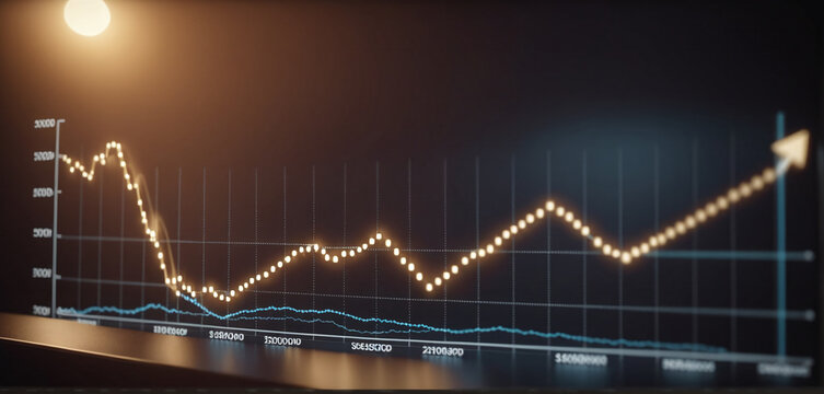 Graph or block diagram shows the increase or decrease of shares, which means financial loss or gain