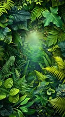 Fototapeta premium Lush Verdant Boston Fern Leaves Framing Natural Organic Background