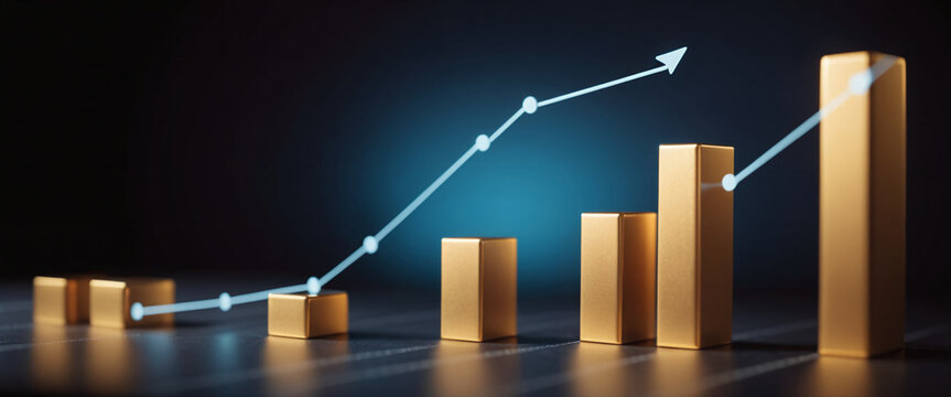 Graph or block diagram shows the increase or decrease of shares, which means financial loss or gain