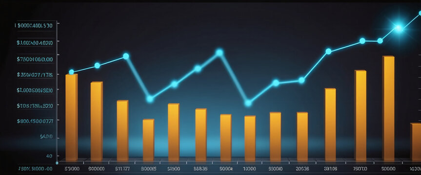Graph or block diagram shows the increase or decrease of shares, which means financial loss or gain