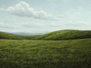 Obraz premium A beautiful illustration of grassy hills with rich textures and shadows, perfect for nature and landscape-themed designs.