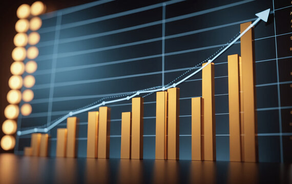Graph or block diagram shows the increase or decrease of shares, which means financial loss or gain
