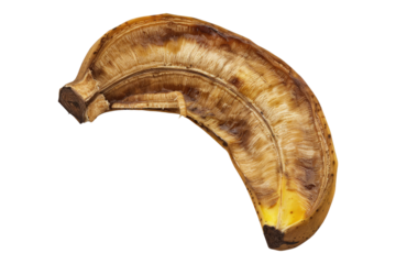 Dried banana slice isolated on transparent background