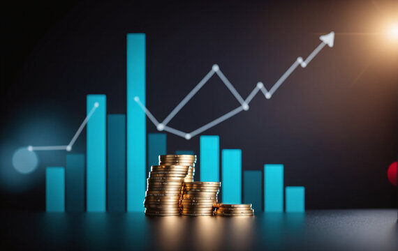 Graph or block diagram shows the increase or decrease of shares, which means financial loss or gain