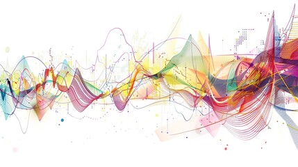 Dynamic Abstract Stock Market Volatility Visualization on White Background with Customizable Space