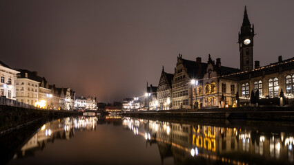 city at night Ghent Belgium