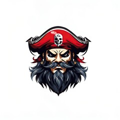 pirate face in white background, created by ai generated