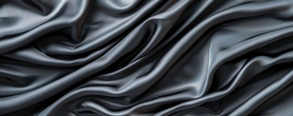 Obraz premium Draped Gray Satin Fabric Texture Background Luxury Smooth Material