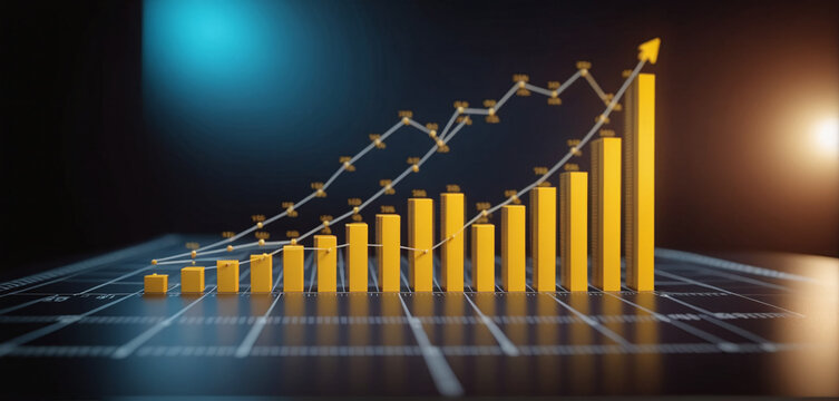 Graph or block diagram shows the increase or decrease of shares, which means financial loss or gain