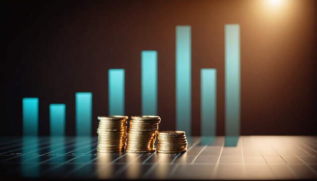 Graph or block diagram shows the increase or decrease of shares, which means financial loss or gain