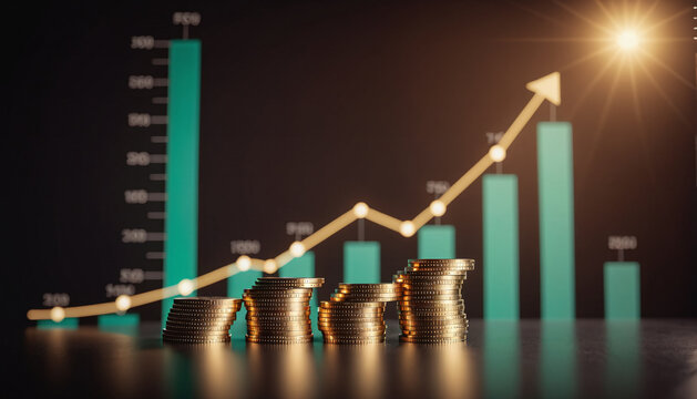 Graph or block diagram shows the increase or decrease of shares, which means financial loss or gain