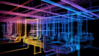 Fototapeta premium Visualization of piping system