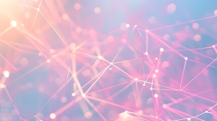 Fototapeta premium Abstract digital web with glowing connection points and pastel-colored lines, clean and bright