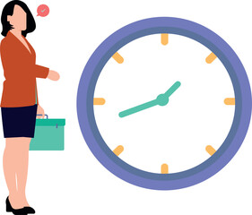 The girl is going to office on time.