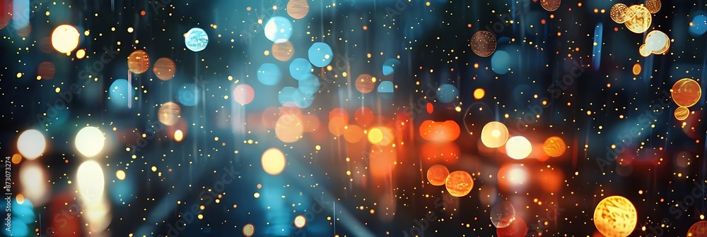 Poster abstract background with colorful bokeh and sparkles