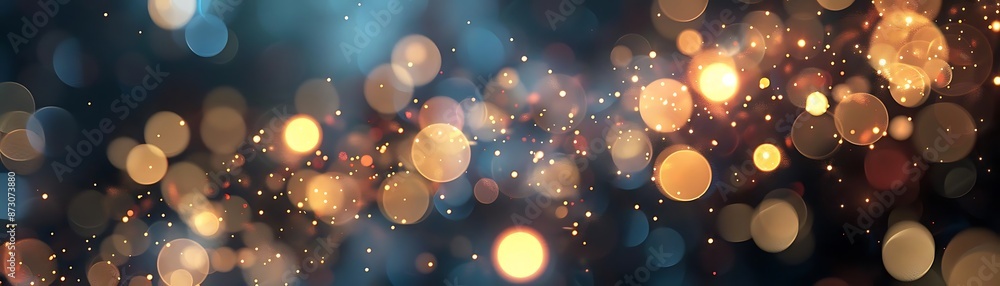 Poster abstract bokeh background with warm colors and sparkles