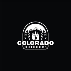 Bear logo emblem vector illustration silhouette for shirt or print stamp. Summer camp. Vector. Concept for shirt or patch, print, stamp. Vintage typography design with rv trailer