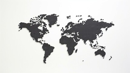 Black World Map on White Background with Simplified Continent Shapes. Generative AI