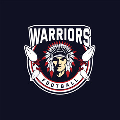 Indian chief. Logo. Vector mascot. Rugby Logo, American Logo Sport.