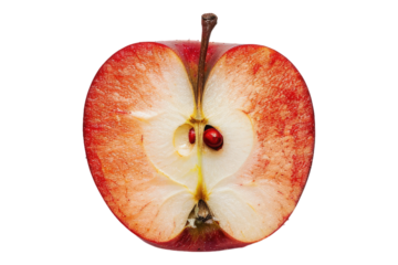 Half of red apple isolated on transparent background