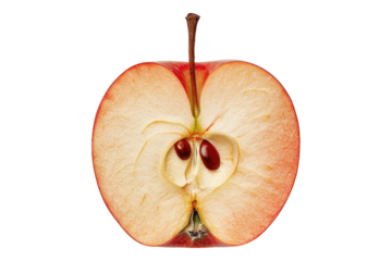 Half of red apple isolated on transparent background